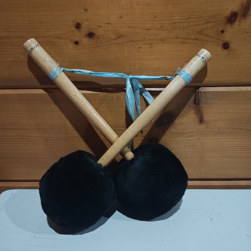 Set of 2 Unbranded Plush Bass Drum Mallets Black B2